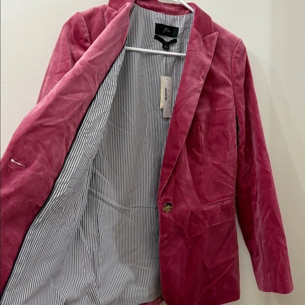J. Crew NWT Parke Velvet Women's Blazer - size 2 - pink - 100% cotton